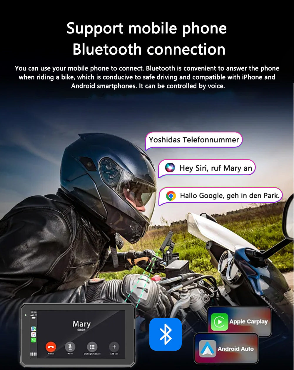 5/7 inch Carplay Motorcycle Wireless CarPlay Android Auto Airplay Display Screen Portable Moto Monitor IPX7