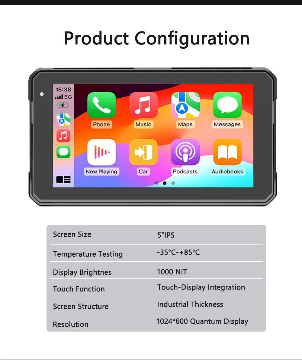 5/7 inch Carplay Motorcycle Wireless CarPlay Android Auto Airplay Display Screen Portable Moto Monitor IPX7