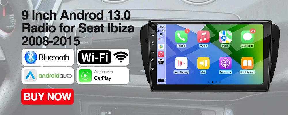 2 Din Car Radio for Seat Ibiza 2009-2013 Audio Multimedia Player CarPlay Android Auto GPS Bluetooth WIFI FM RDS Autoradio