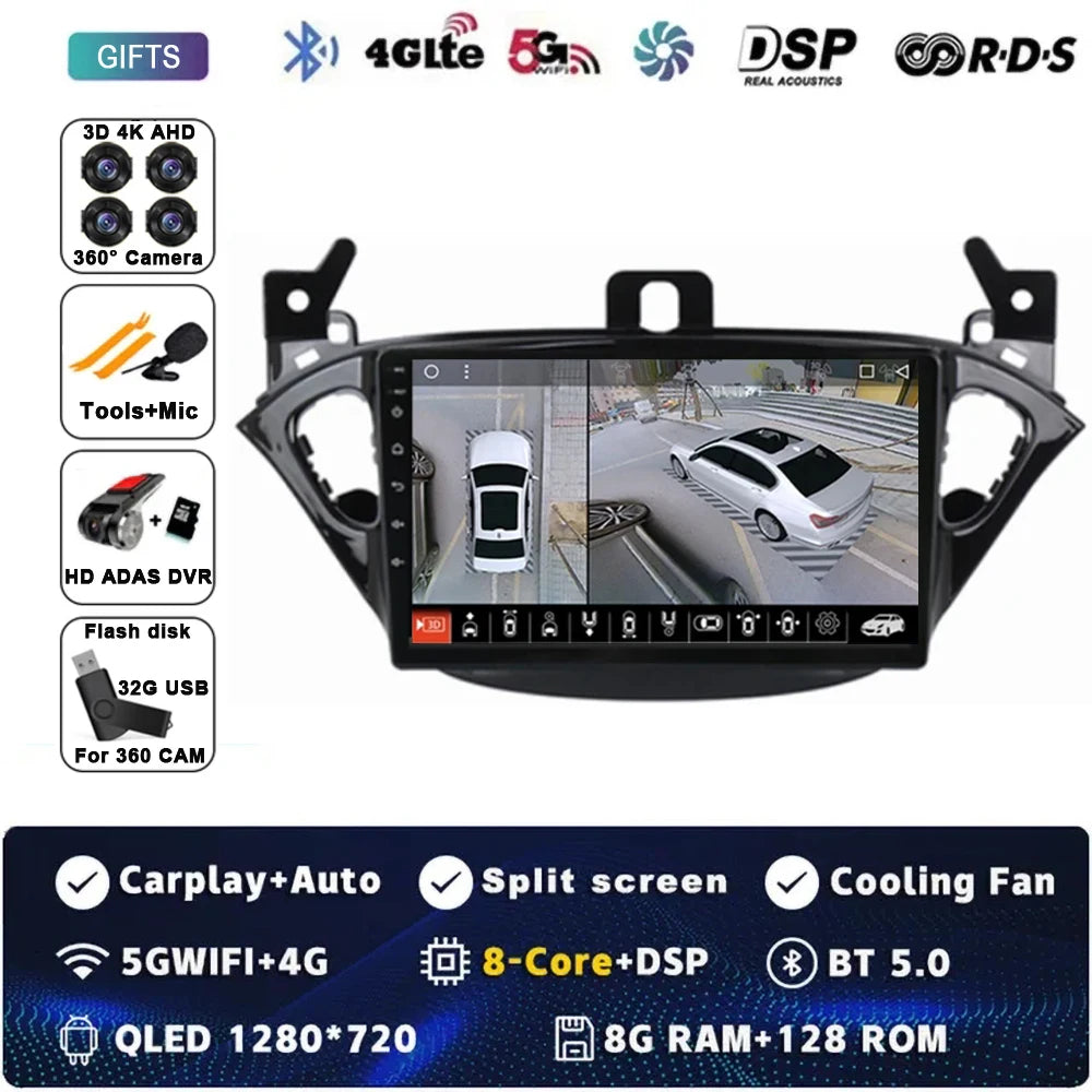 Carplay 2 Din Android 15 Car Radio Audio Multimedia For Opel Corsa E 2014 2015 - 2019 GPS Navigation Auto Stereo Monitor BT WIFI