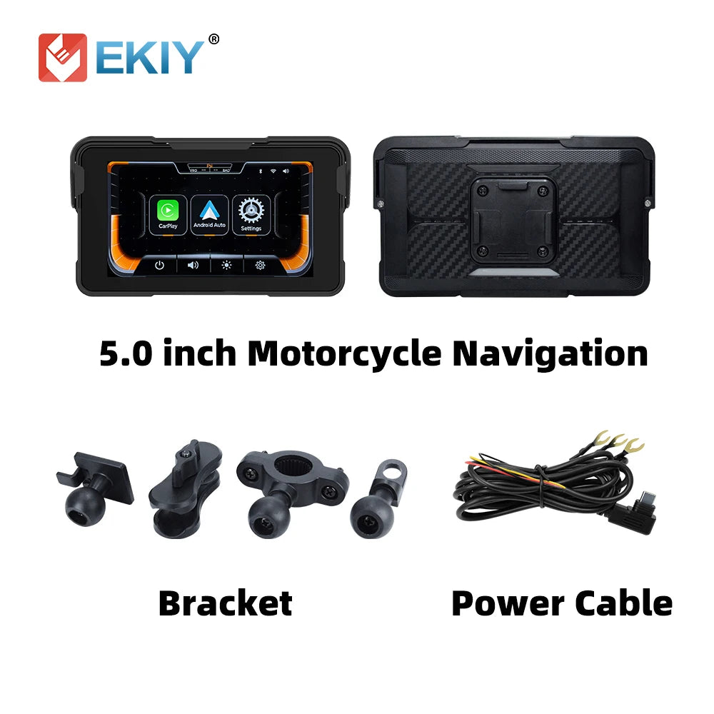 EKIY 5.0 inch Wireless CarPlay Moto Android Auto Portable Digital Motorcycle Dashboard GPS Motorcycle Navigation Display Screen