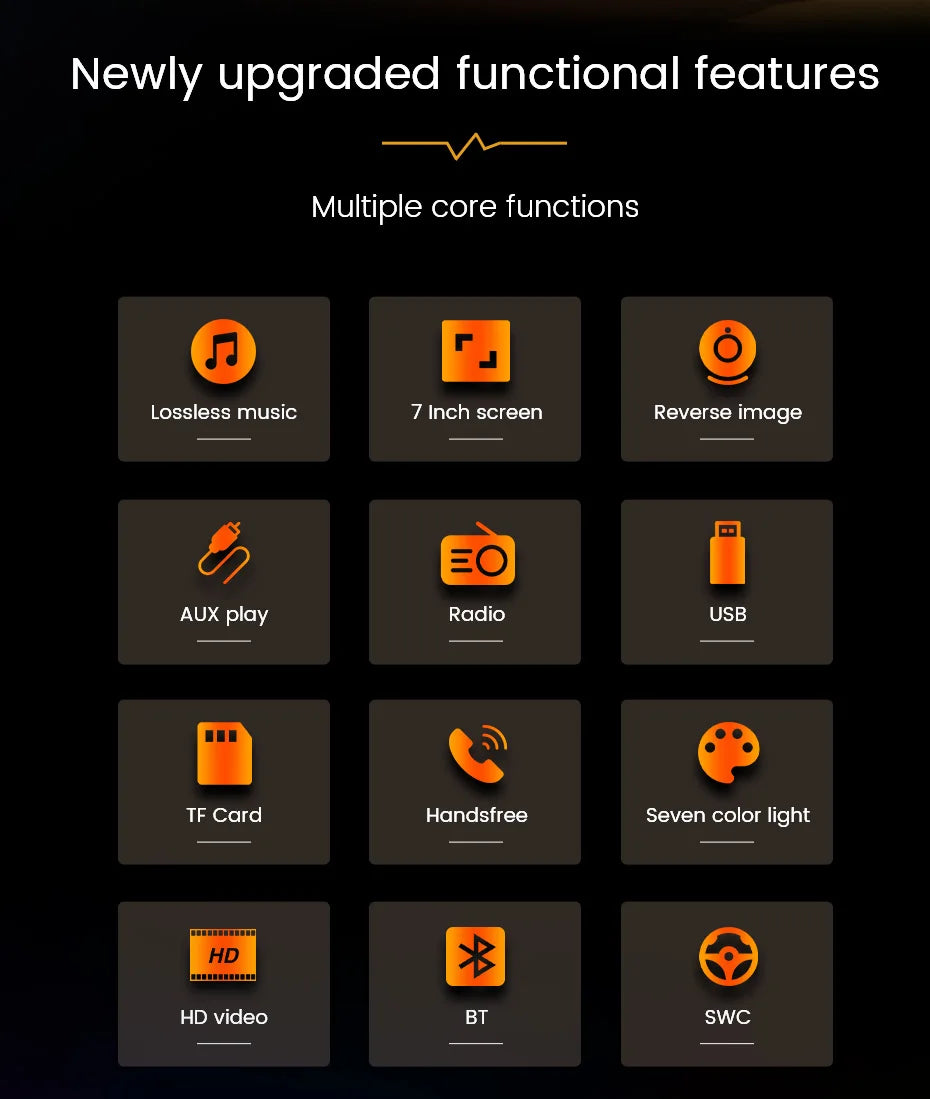 2DIN 7inch Touchscreen Car Radio With CarPlay Android Auto Rearview Camera Multimedia Video Player Supporting BT AUX FM/AM USB