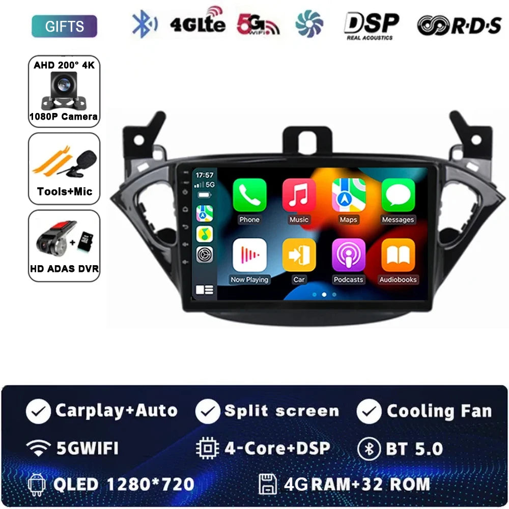 Carplay 2 Din Android 15 Car Radio Audio Multimedia For Opel Corsa E 2014 2015 - 2019 GPS Navigation Auto Stereo Monitor BT WIFI