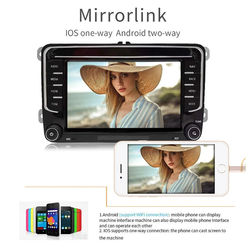 Carplay 2 Din Android 12 Car Radio GPS For VW  Volkswagen Skoda Octavia golf 5 6 touran passat B6 polo Jetta 2Din Radio