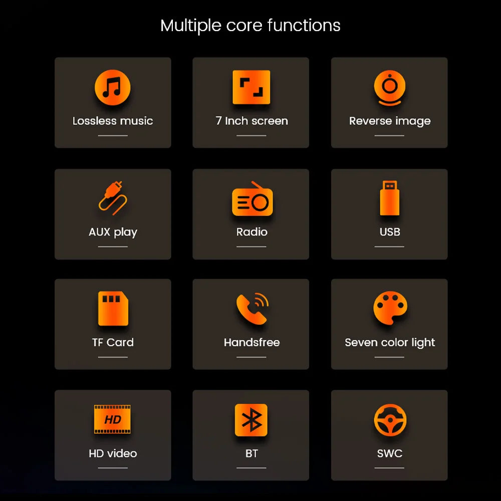 2DIN 7inch Touchscreen Car Radio With CarPlay Android Auto Rearview Camera Multimedia Video Player Supporting BT AUX FM/AM USB