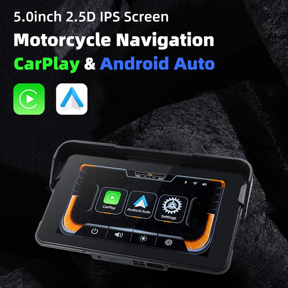 EKIY 5.0 inch Wireless CarPlay Moto Android Auto Portable Digital Motorcycle Dashboard GPS Motorcycle Navigation Display Screen