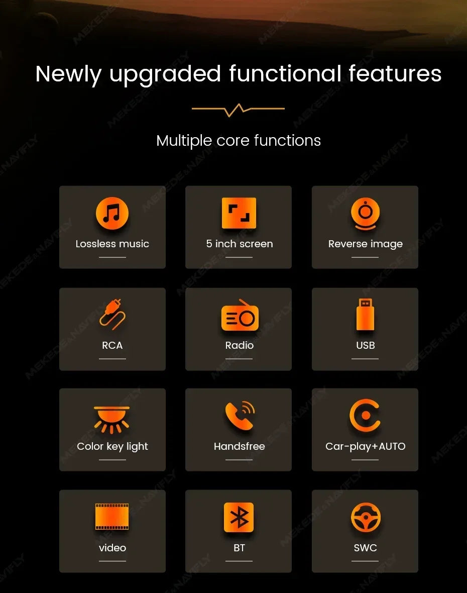 1din Car Play Android Auto Radio Multimedia Video Player 5inch Touch Screen Automotive Intelligent System Rear View Camera Input