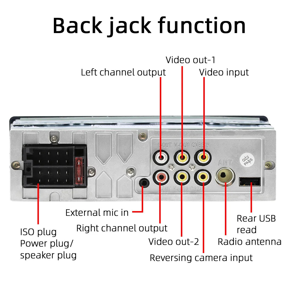 1 Din 4" CarPlay Car Radio, Bluetooth, Android-Auto, MP5 Player, Handfree A2DP, USB TF Aux Stereo, Multimedia Head Unit F7805C