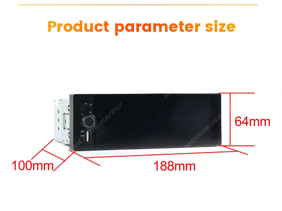 1Din Wireless CarPlay Android AUTO HD touch screen Universal 6.86'' Car Radio FM Stereo MP5 multimedia player BT TF port Camera