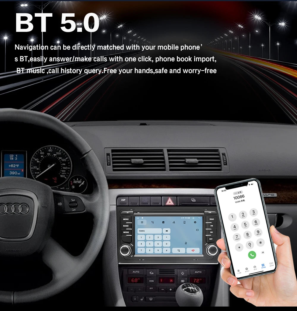 2 Din Carplay Android Auto Car Stereo multimedia Player For Audi A4 B6 2000-2006 S4 B7 RS4 Seat Exeo Autoradio GPS Navi 7862