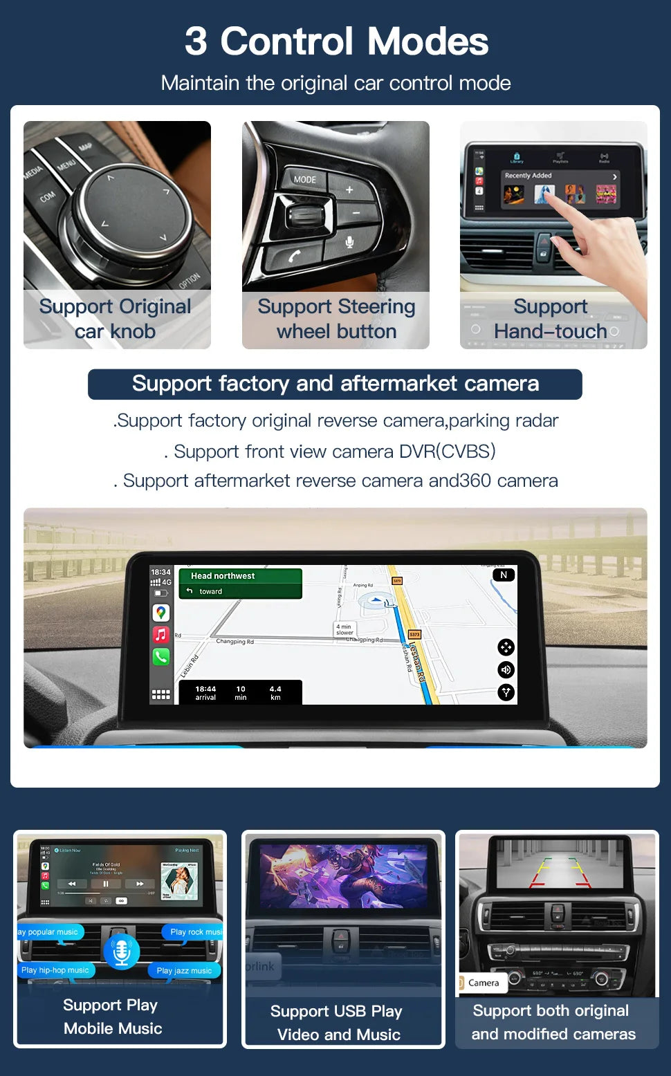 Wireless Carplay Android Auto Car monitor Multimedia for BMW1 2 3 4 5 Series F10/F11/F20/F21/F30/F31/F32/F33/F34/F36 NBT System