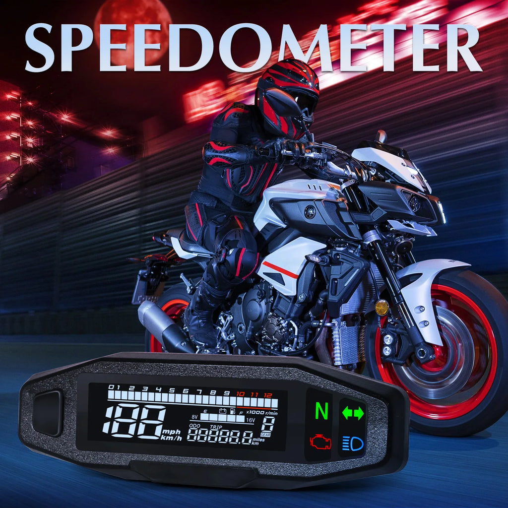 Universal Digital Motorcycle Speedometer Moto Meter Digital Tachometer Odometer Instrument Sensor Speed Gauge Tacho RPM Meter