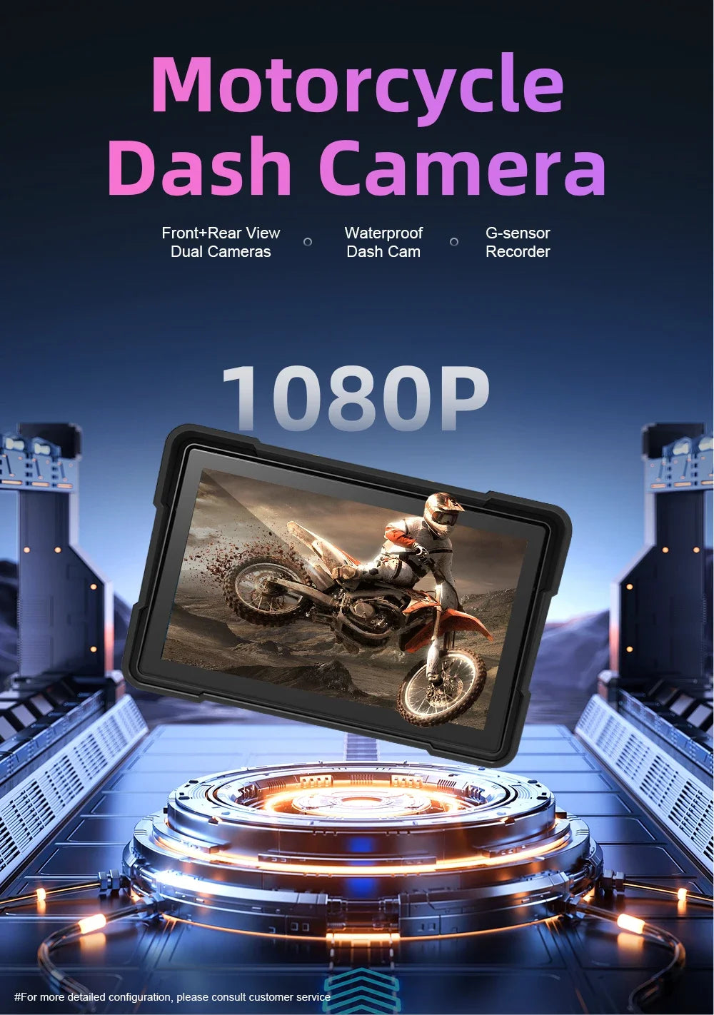 Wireless CarPlay Moto 5 inch Portable Digital Motorcycle Dashboard GPS Navigation Display Screen Android Auto Monitor