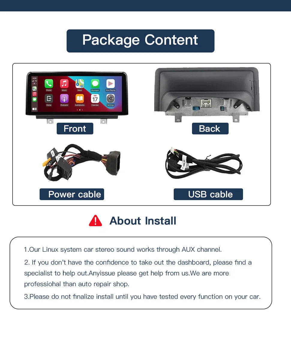 Wireless Carplay Android Auto Car monitor Multimedia for BMW1 2 3 4 5 Series F10/F11/F20/F21/F30/F31/F32/F33/F34/F36 NBT System