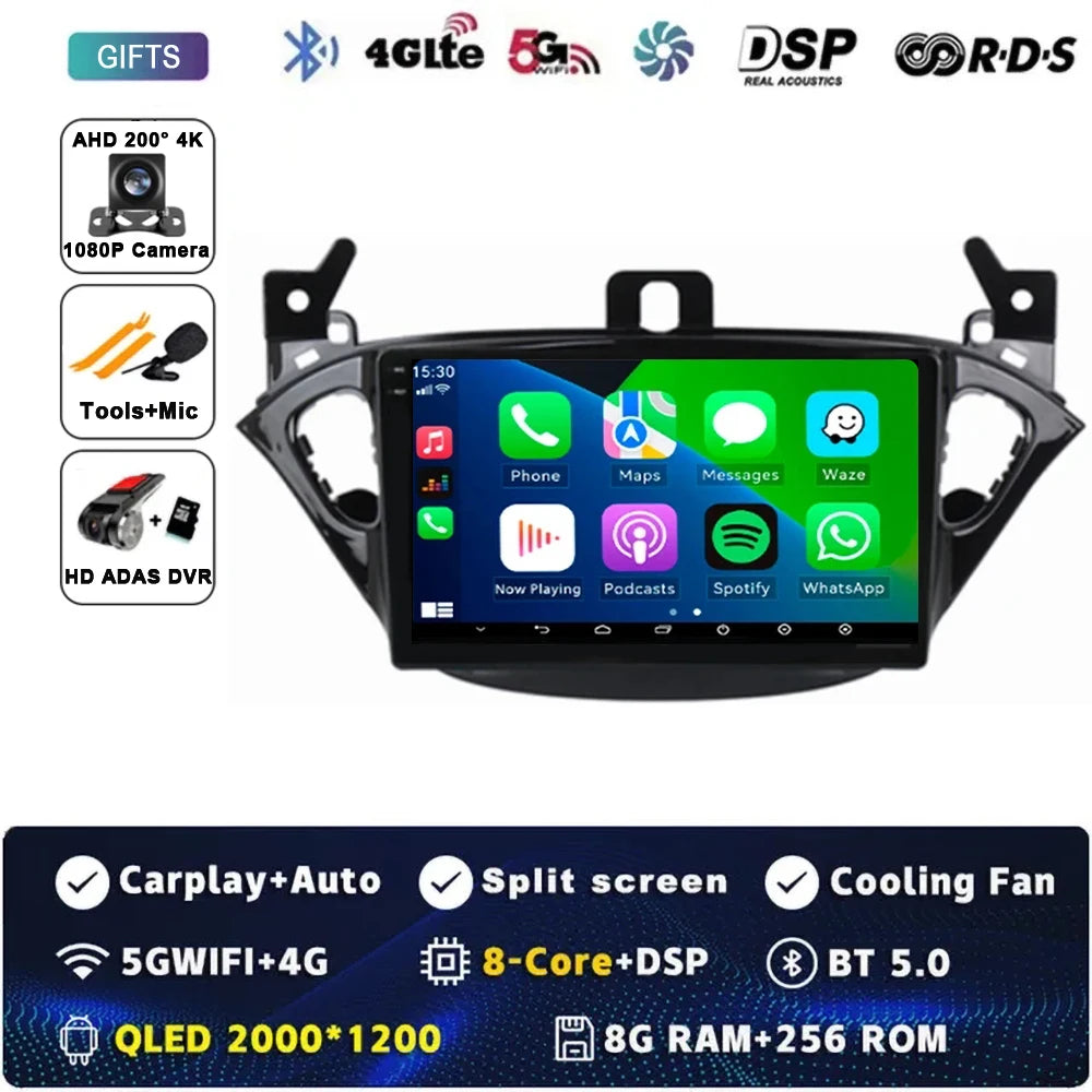 Carplay 2 Din Android 15 Car Radio Audio Multimedia For Opel Corsa E 2014 2015 - 2019 GPS Navigation Auto Stereo Monitor BT WIFI