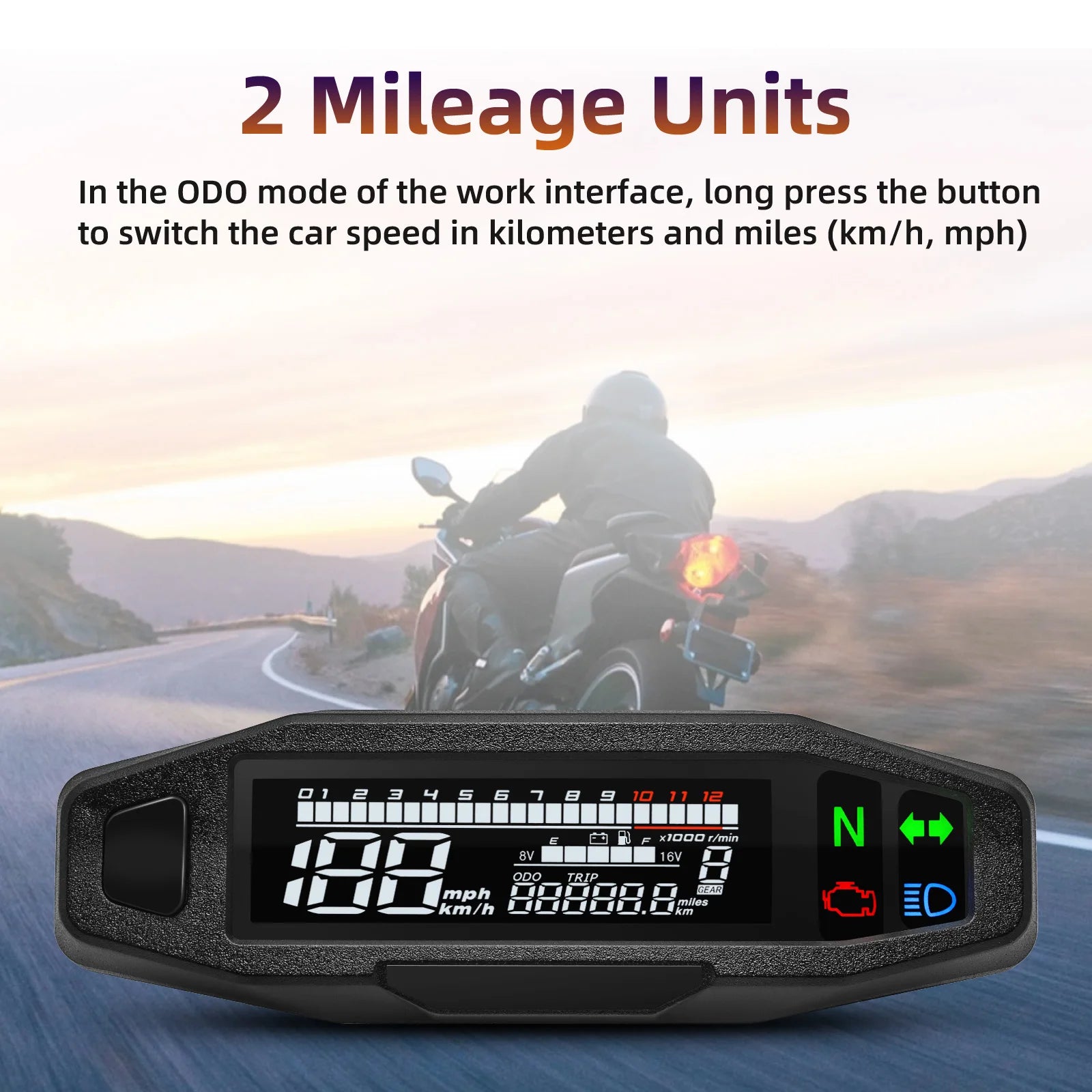 Universal Digital Motorcycle Speedometer Moto Meter Digital Tachometer Odometer Instrument Sensor Speed Gauge Tacho RPM Meter