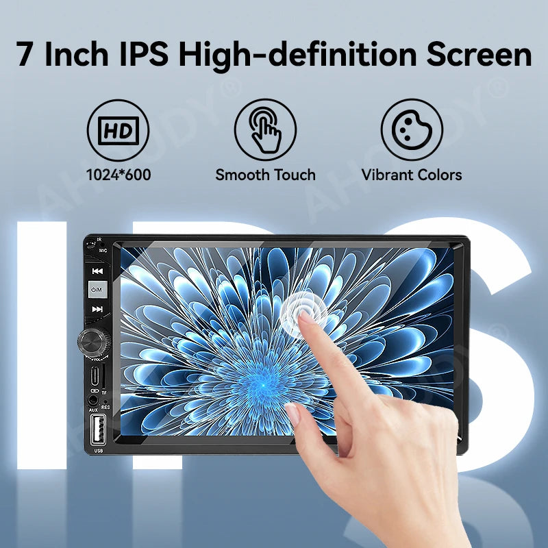 AHOUDY Car Radio 2 Din Wireless Carplay Android Auto 7-Inch HD Touch Screen MP5 Player Mirrorlink 12-LED Reversing Camera BT