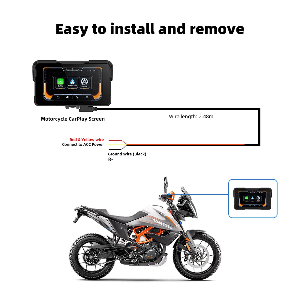 EKIY 5.0 inch Wireless CarPlay Moto Android Auto Portable Digital Motorcycle Dashboard GPS Motorcycle Navigation Display Screen