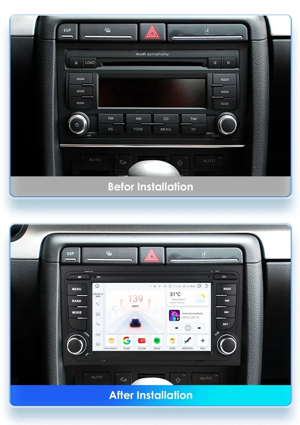 2 Din Carplay Android Auto Car Stereo multimedia Player For Audi A4 B6 2000-2006 S4 B7 RS4 Seat Exeo Autoradio GPS Navi 7862