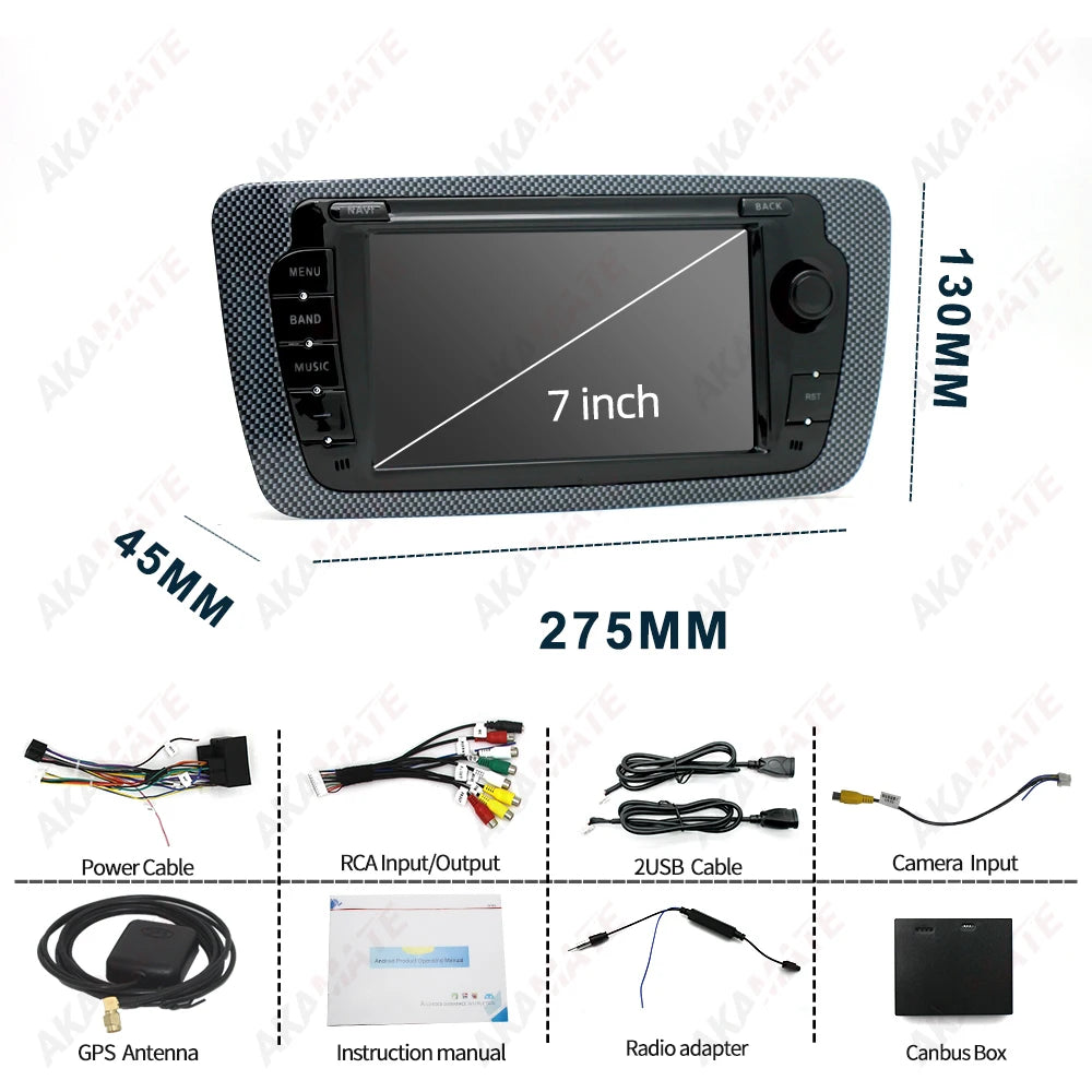 2 Din Car Radio for Seat Ibiza 2009-2013 Audio Multimedia Player CarPlay Android Auto GPS Bluetooth WIFI FM RDS Autoradio