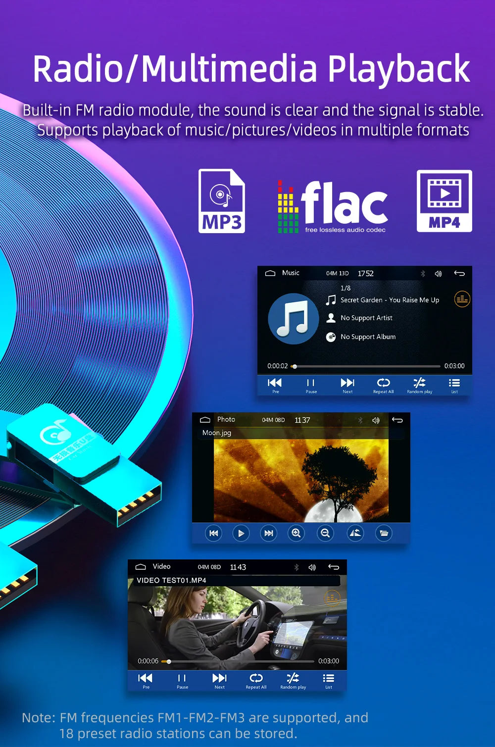 1 Din 4" CarPlay Car Radio, Bluetooth, Android-Auto, MP5 Player, Handfree A2DP, USB TF Aux Stereo, Multimedia Head Unit F7805C