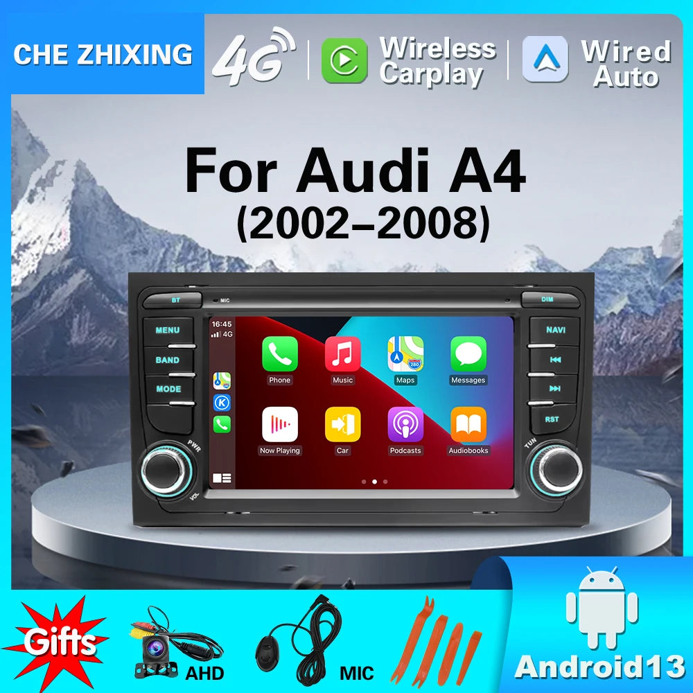 2 Din Carplay Android Auto Car Stereo multimedia Player For Audi A4 B6 2000-2006 S4 B7 RS4 Seat Exeo Autoradio GPS Navi 7862
