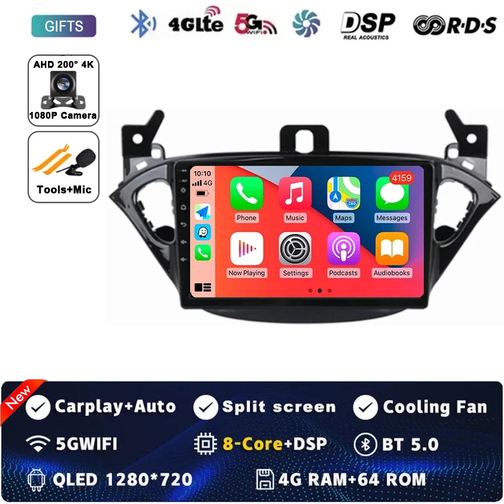Carplay 2 Din Android 15 Car Radio Audio Multimedia For Opel Corsa E 2014 2015 - 2019 GPS Navigation Auto Stereo Monitor BT WIFI