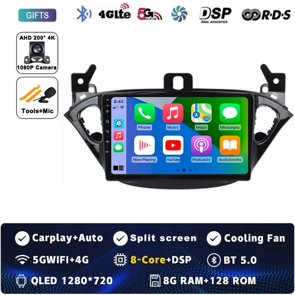 Carplay 2 Din Android 15 Car Radio Audio Multimedia For Opel Corsa E 2014 2015 - 2019 GPS Navigation Auto Stereo Monitor BT WIFI