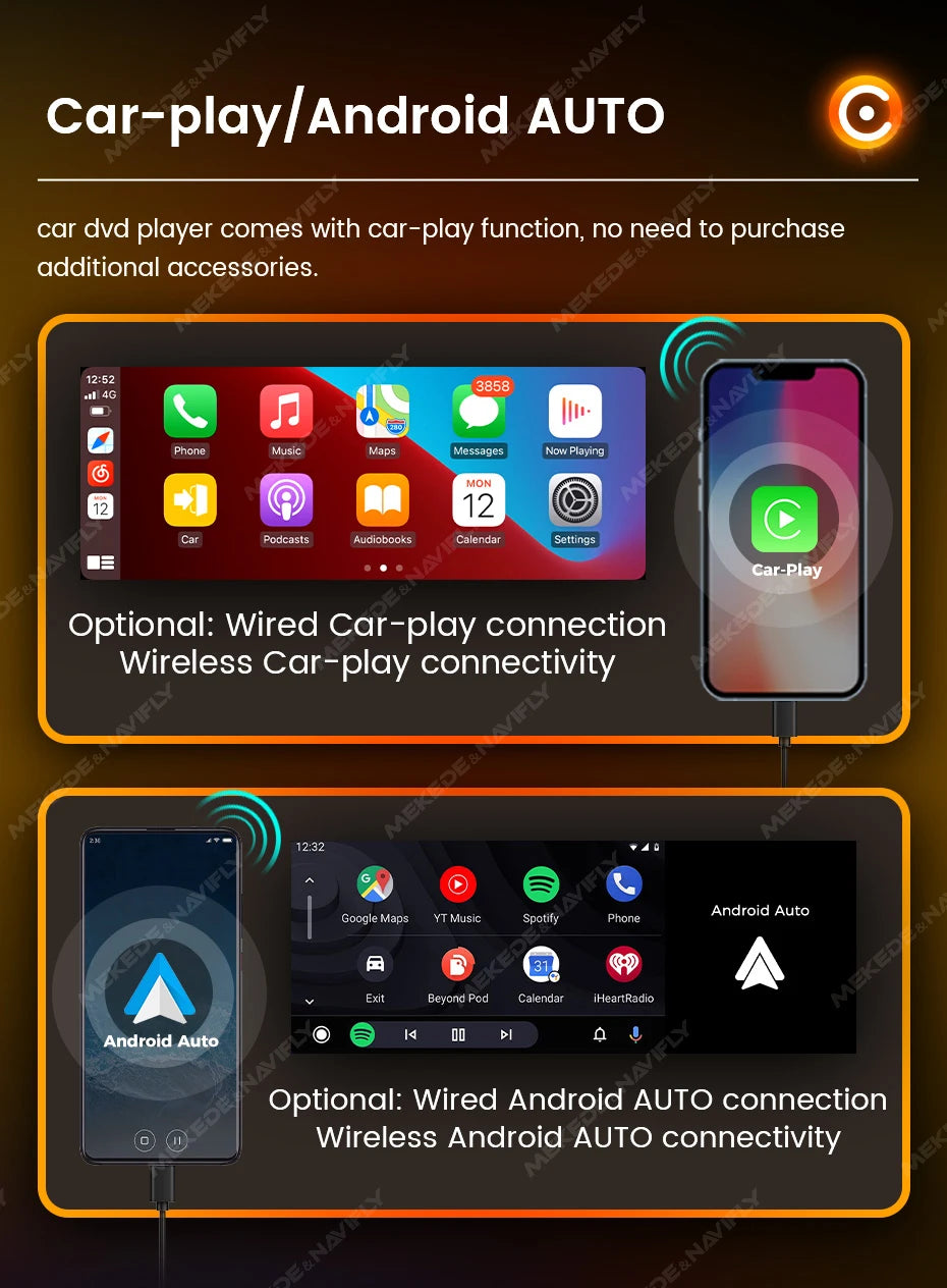 1Din Wireless CarPlay Android AUTO HD touch screen Universal 6.86'' Car Radio FM Stereo MP5 multimedia player BT TF port Camera