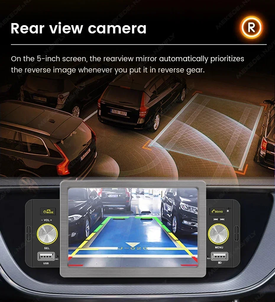 1din Car Play Android Auto Radio Multimedia Video Player 5inch Touch Screen Automotive Intelligent System Rear View Camera Input