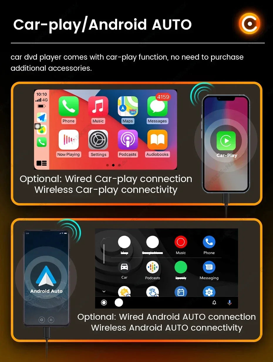 1din Car Play Android Auto Radio Multimedia Video Player 5inch Touch Screen Automotive Intelligent System Rear View Camera Input