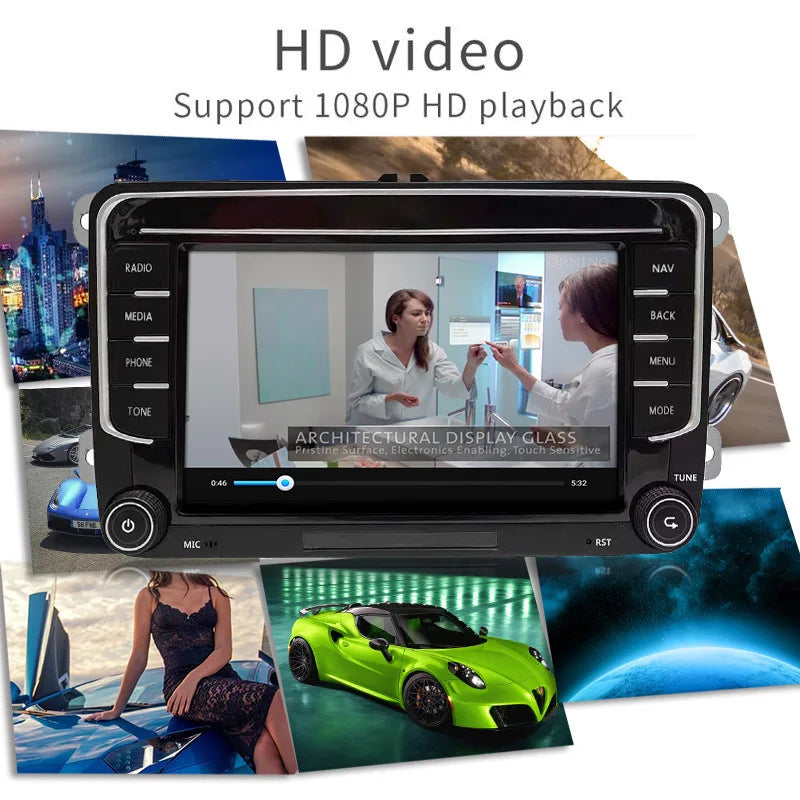 Carplay 2 Din Android 12 Car Radio GPS For VW  Volkswagen Skoda Octavia golf 5 6 touran passat B6 polo Jetta 2Din Radio