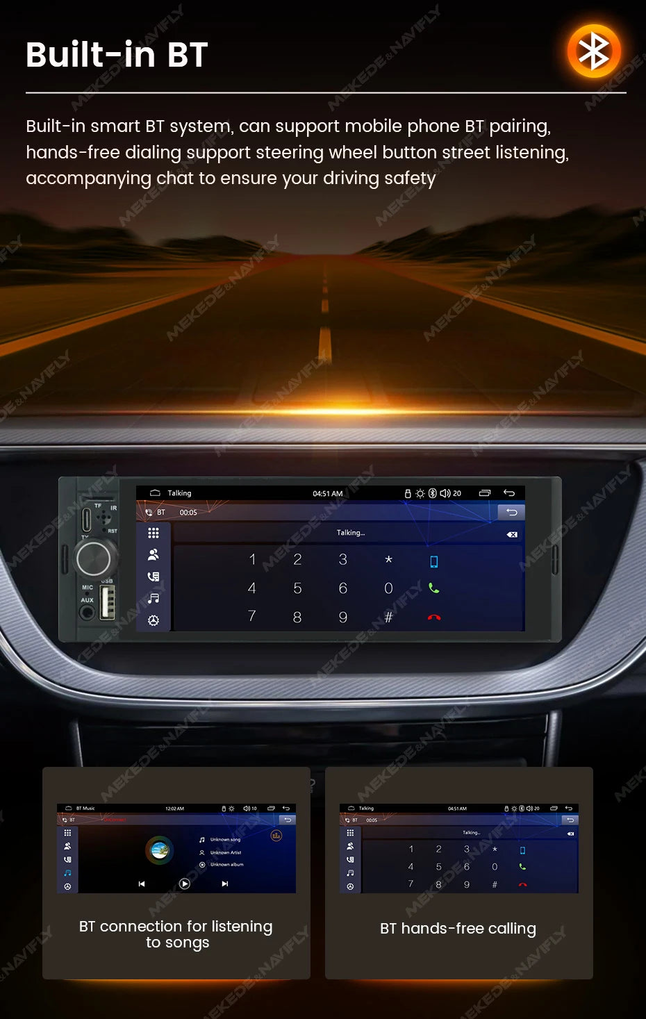 1Din Wireless CarPlay Android AUTO HD touch screen Universal 6.86'' Car Radio FM Stereo MP5 multimedia player BT TF port Camera