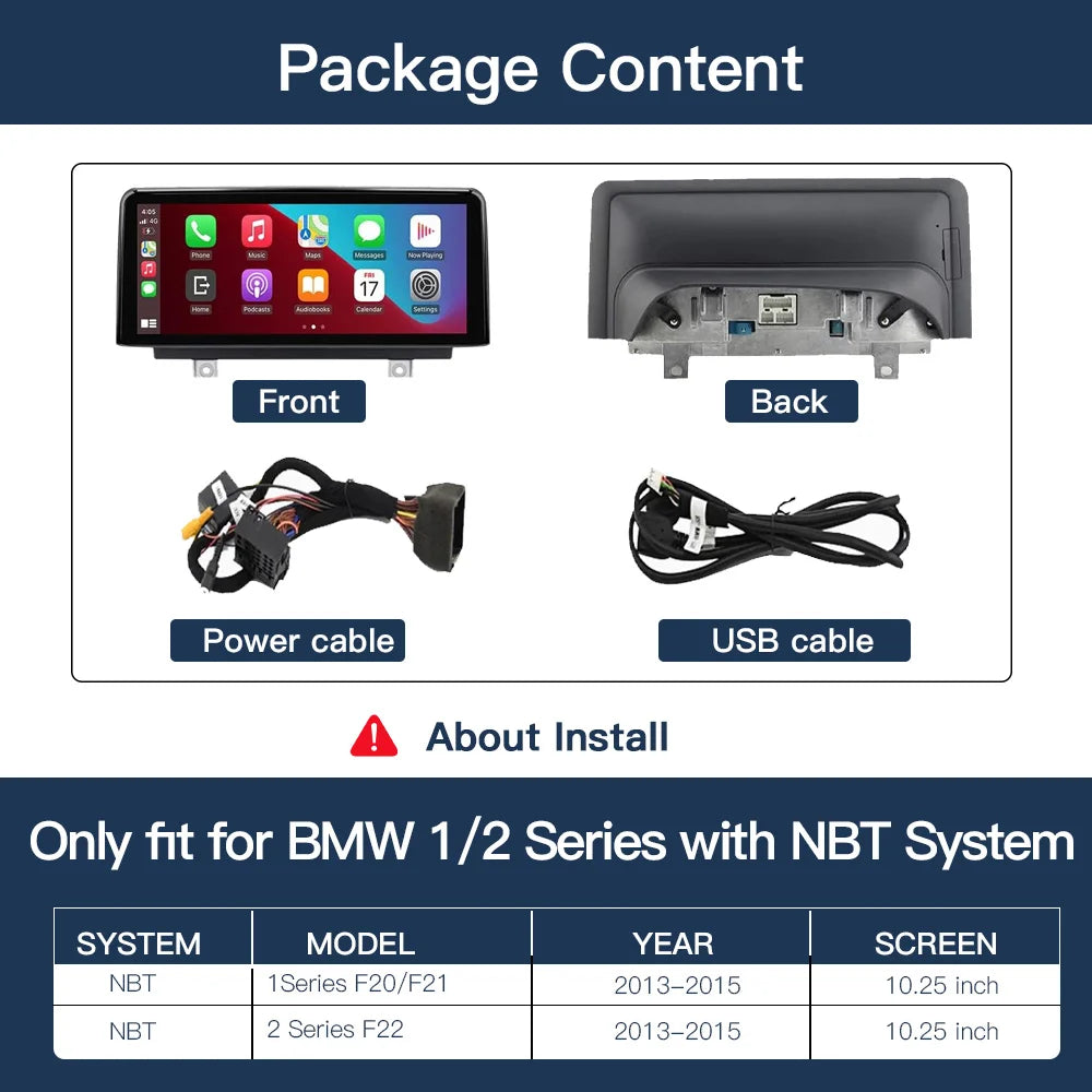 Wireless Carplay Android Auto Car monitor Multimedia for BMW1 2 3 4 5 Series F10/F11/F20/F21/F30/F31/F32/F33/F34/F36 NBT System