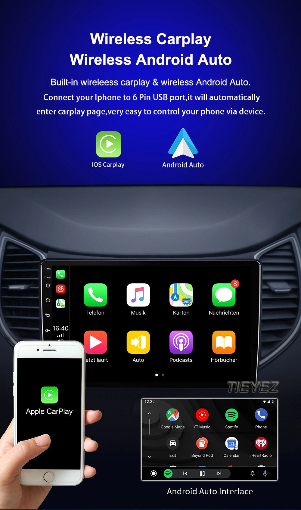 Carplay 2 Din Android 15 Car Radio Audio Multimedia For Opel Corsa E 2014 2015 - 2019 GPS Navigation Auto Stereo Monitor BT WIFI