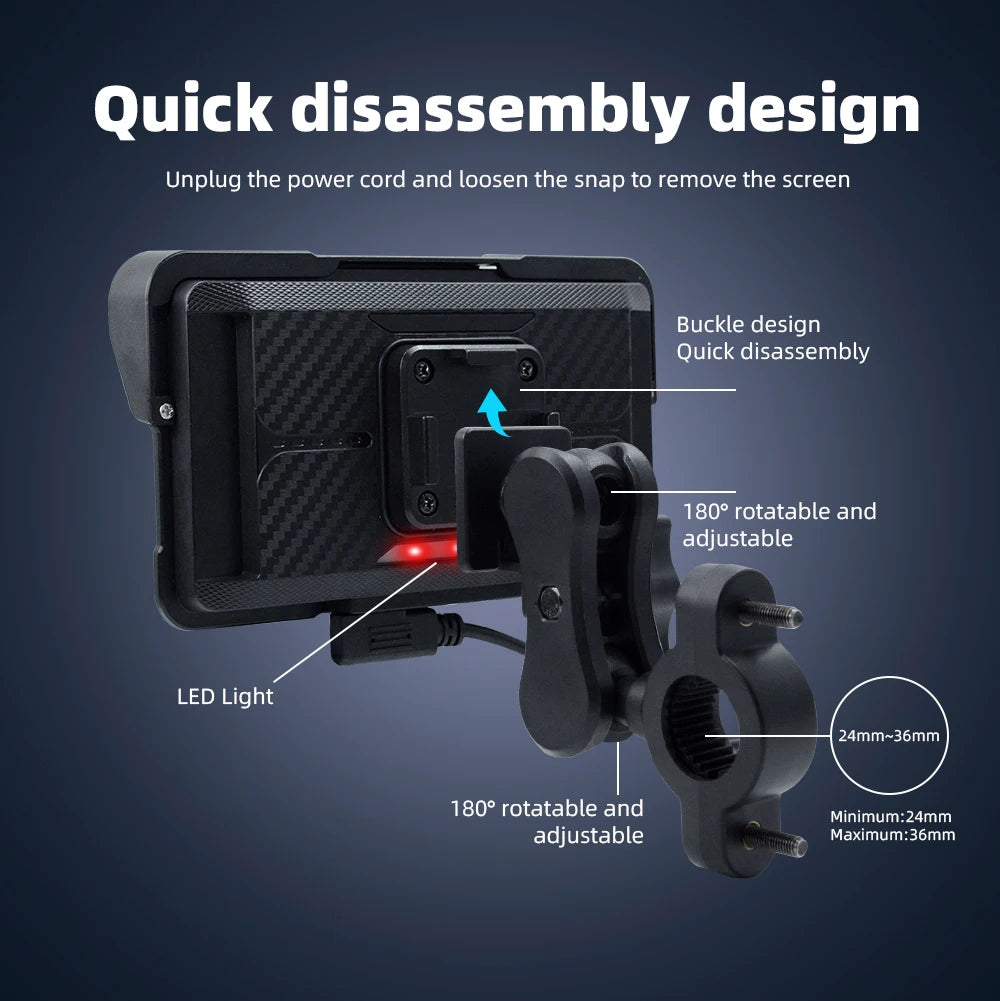 EKIY 5.0 inch Wireless CarPlay Moto Android Auto Portable Digital Motorcycle Dashboard GPS Motorcycle Navigation Display Screen