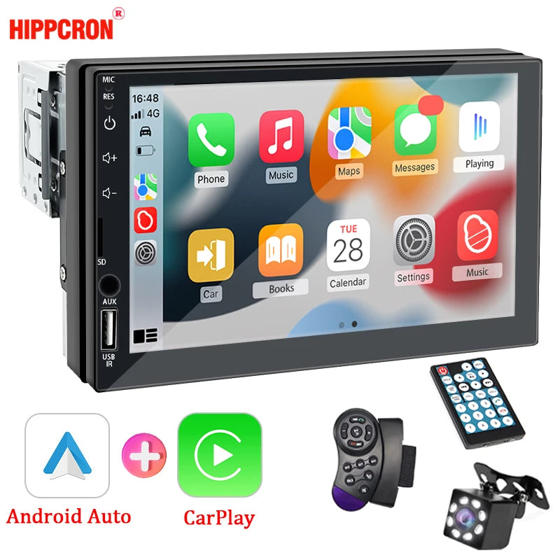 Carplay Car Radio 1 Din Android Auto Multimedia Player HD 7‘’ Touch Screen FM AUX Input Bluetooth MirrorLink Universal Autoradio