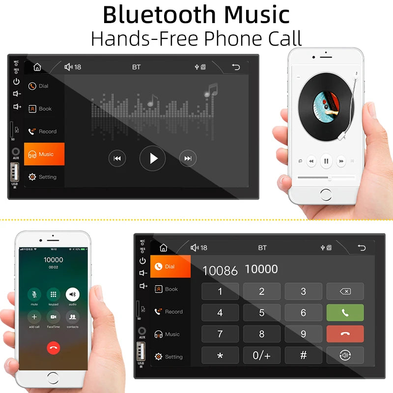 Carplay Car Radio 1 Din Android Auto Multimedia Player HD 7‘’ Touch Screen FM AUX Input Bluetooth MirrorLink Universal Autoradio