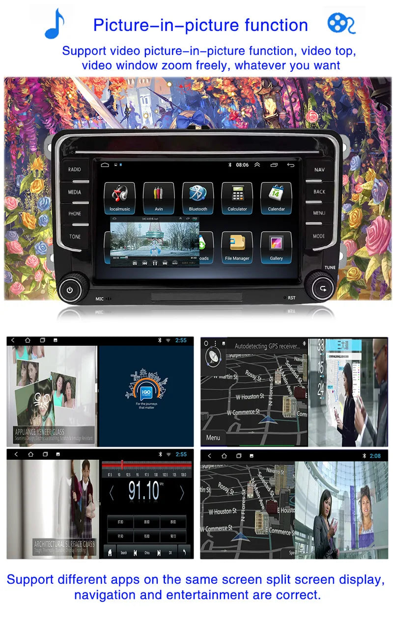 Carplay 2 Din Android 12 Car Radio GPS For VW  Volkswagen Skoda Octavia golf 5 6 touran passat B6 polo Jetta 2Din Radio