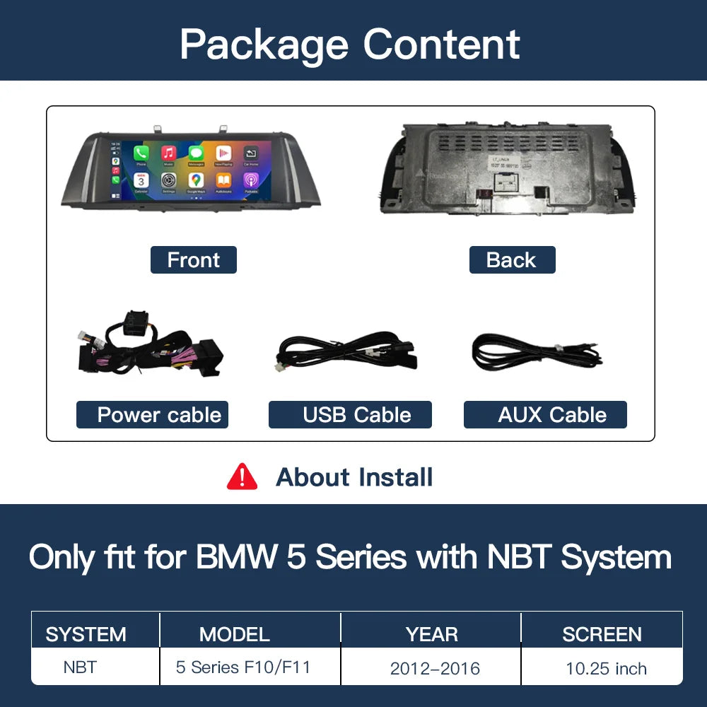 Wireless Carplay Android Auto Car monitor Multimedia for BMW1 2 3 4 5 Series F10/F11/F20/F21/F30/F31/F32/F33/F34/F36 NBT System