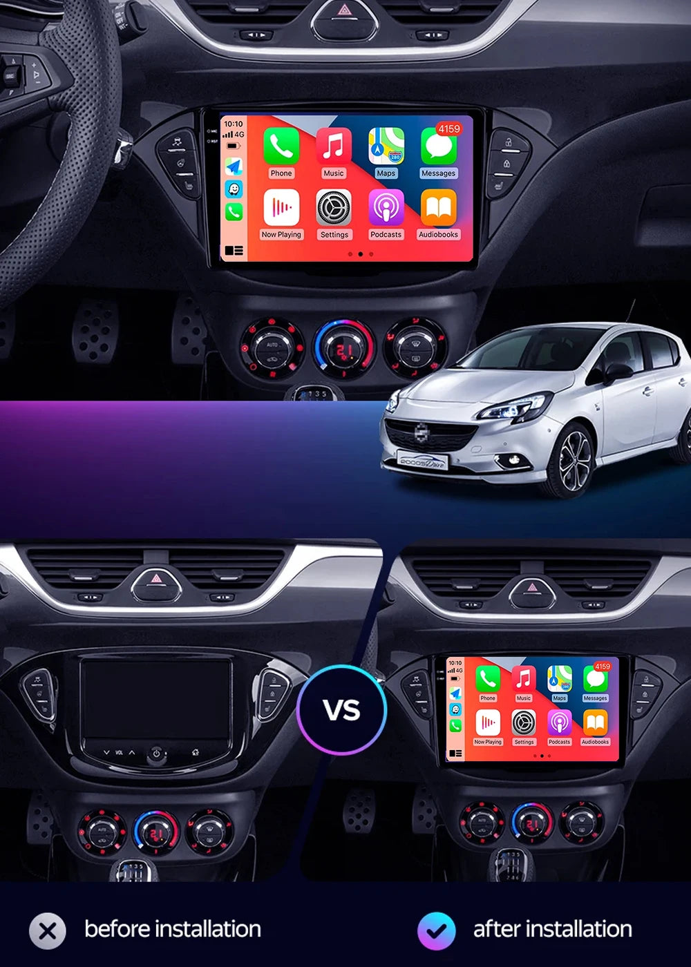 Carplay 2 Din Android 15 Car Radio Audio Multimedia For Opel Corsa E 2014 2015 - 2019 GPS Navigation Auto Stereo Monitor BT WIFI