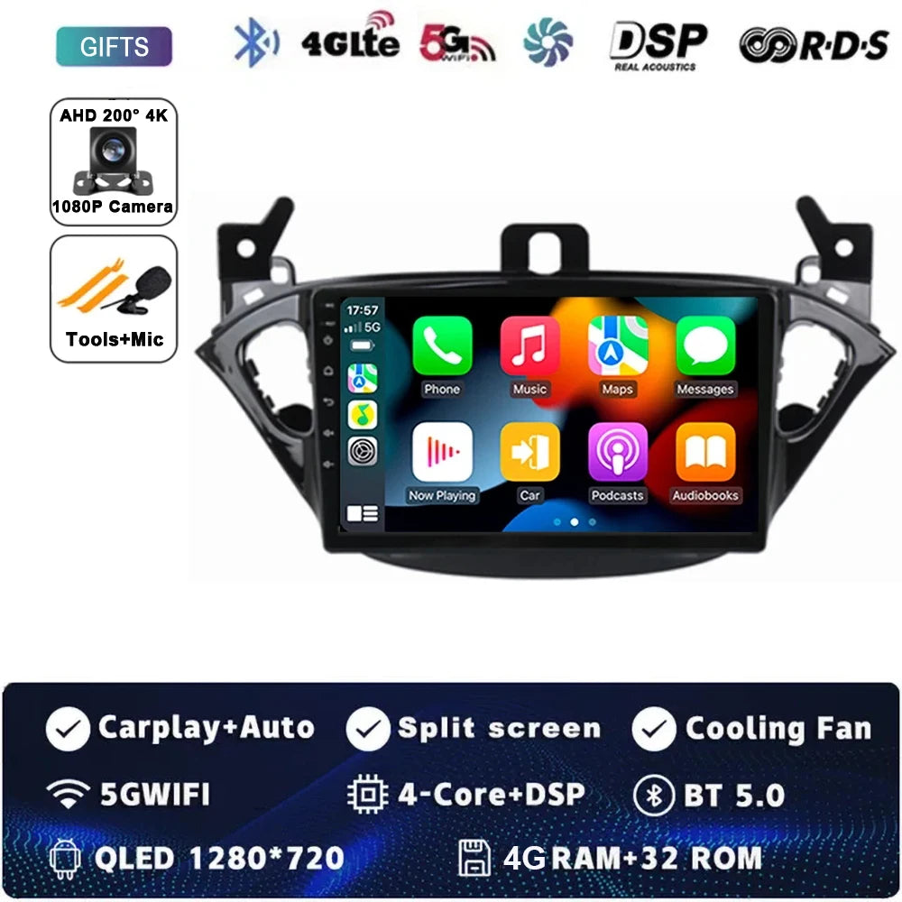 Carplay 2 Din Android 15 Car Radio Audio Multimedia For Opel Corsa E 2014 2015 - 2019 GPS Navigation Auto Stereo Monitor BT WIFI