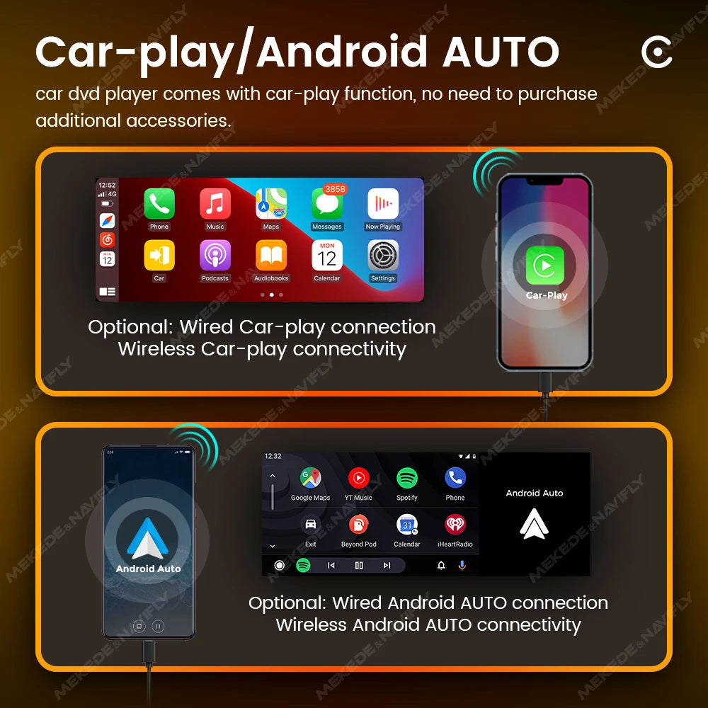 1Din Wireless CarPlay Android AUTO HD touch screen Universal 6.86'' Car Radio FM Stereo MP5 multimedia player BT TF port Camera