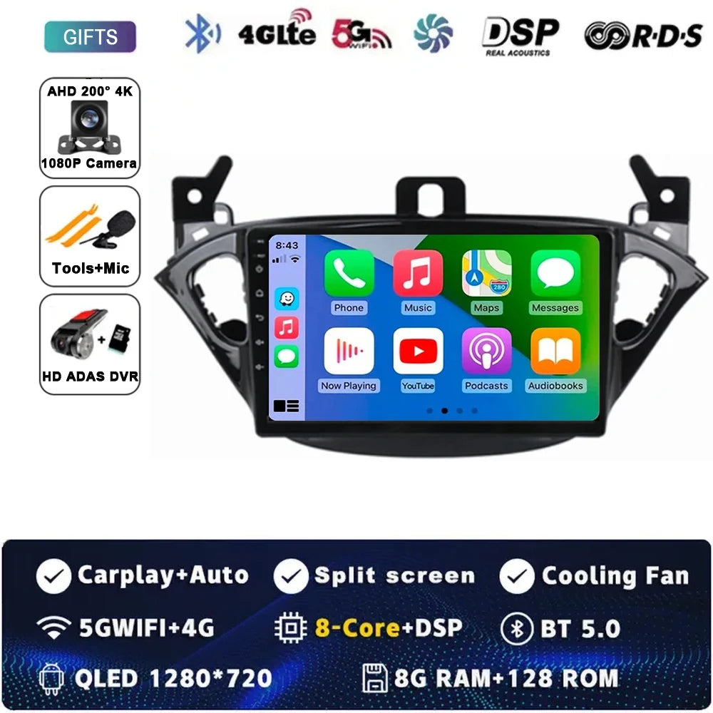 Carplay 2 Din Android 15 Car Radio Audio Multimedia For Opel Corsa E 2014 2015 - 2019 GPS Navigation Auto Stereo Monitor BT WIFI