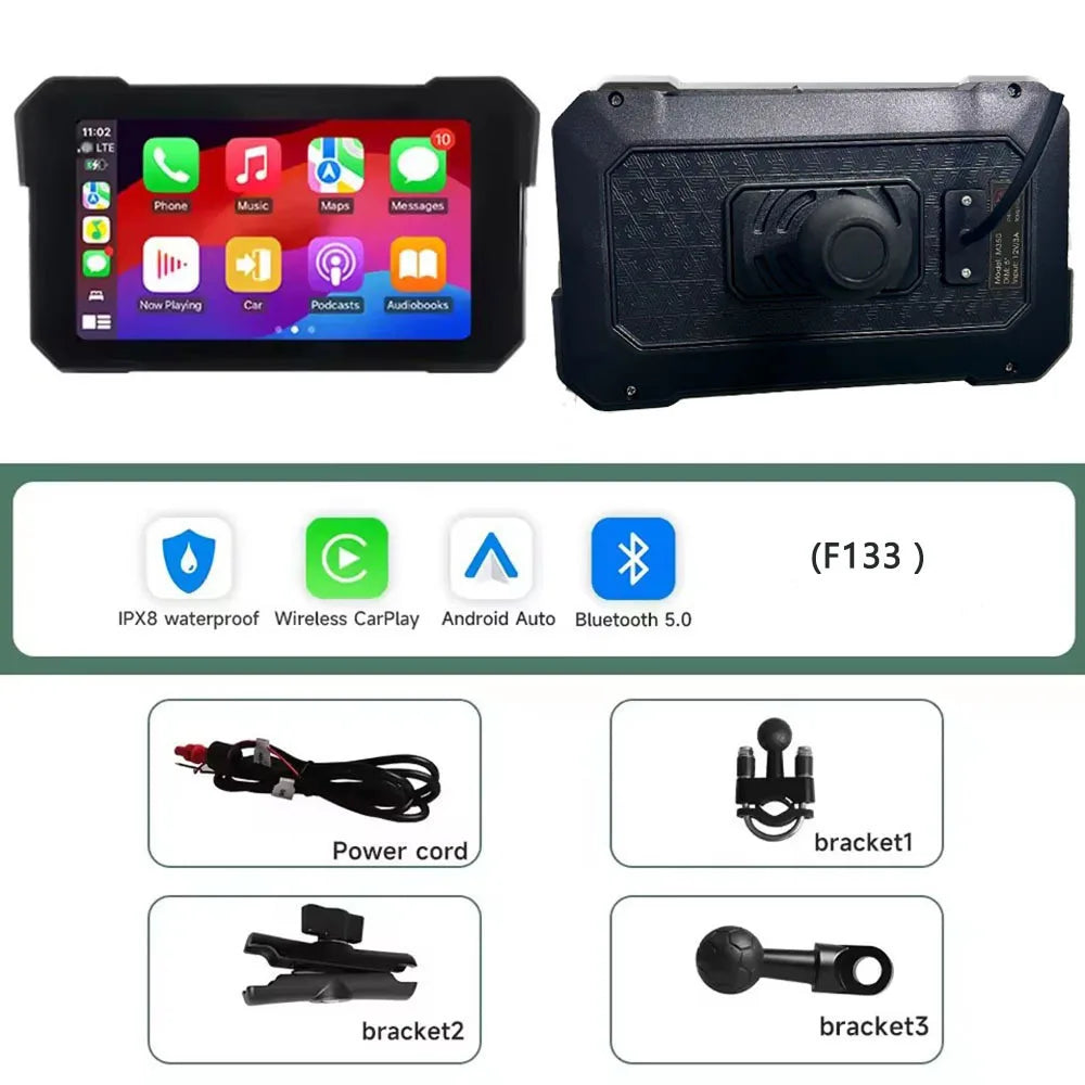 5/7 inch Carplay Motorcycle Wireless CarPlay Android Auto Airplay Display Screen Portable Moto Monitor IPX7