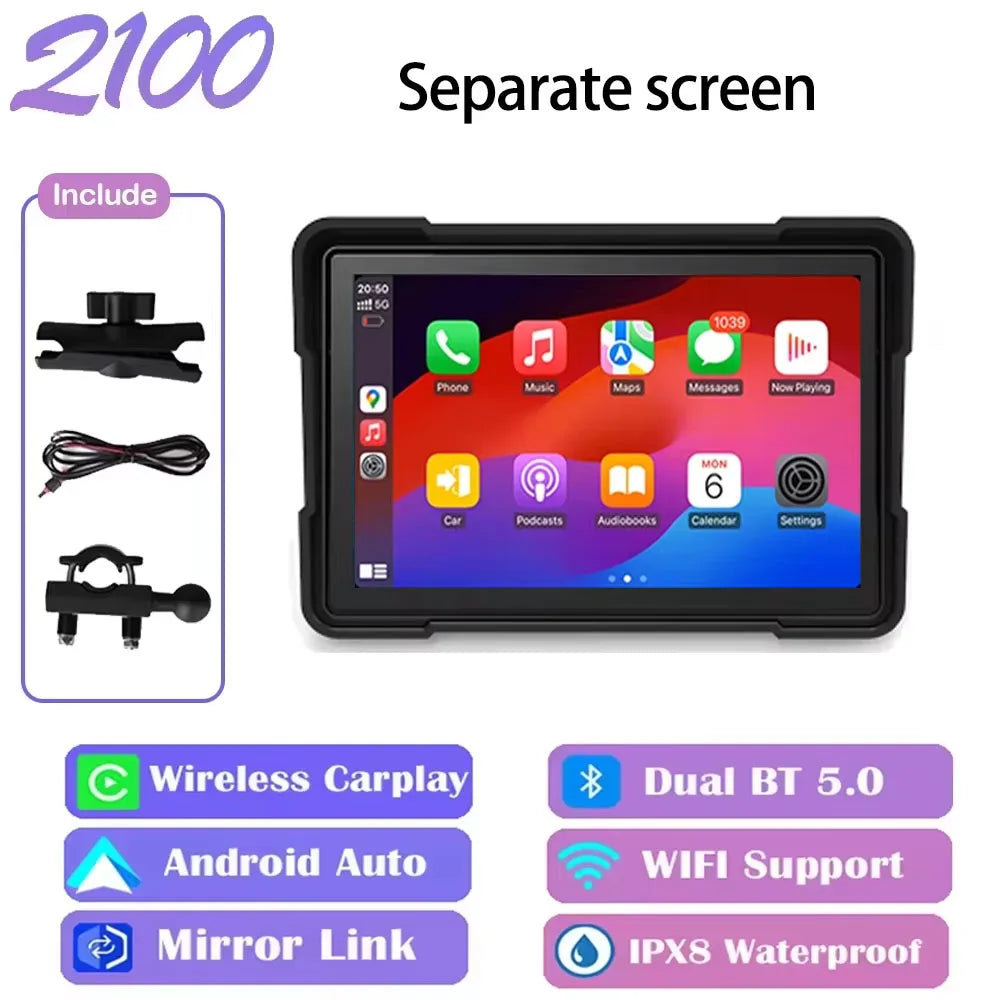 Wireless CarPlay Moto 5 inch Portable Digital Motorcycle Dashboard GPS Navigation Display Screen Android Auto Monitor