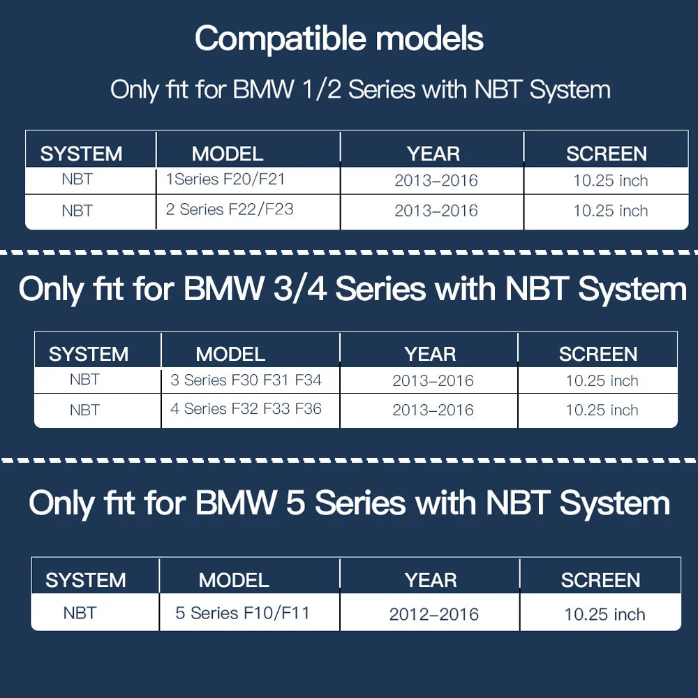 Wireless Carplay Android Auto Car monitor Multimedia for BMW1 2 3 4 5 Series F10/F11/F20/F21/F30/F31/F32/F33/F34/F36 NBT System