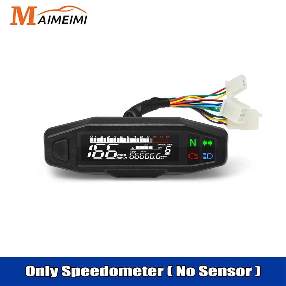 Universal Digital Motorcycle Speedometer Moto Meter Digital Tachometer Odometer Instrument Sensor Speed Gauge Tacho RPM Meter