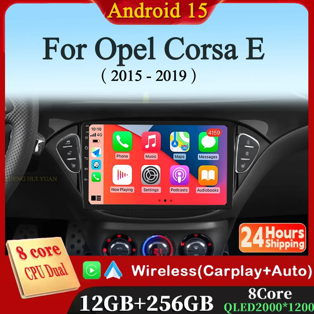 Carplay 2 Din Android 15 Car Radio Audio Multimedia For Opel Corsa E 2014 2015 - 2019 GPS Navigation Auto Stereo Monitor BT WIFI