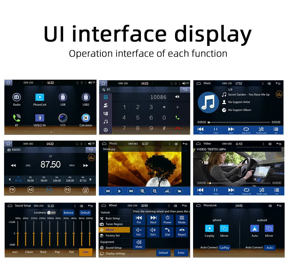 1 Din 4" CarPlay Car Radio, Bluetooth, Android-Auto, MP5 Player, Handfree A2DP, USB TF Aux Stereo, Multimedia Head Unit F7805C